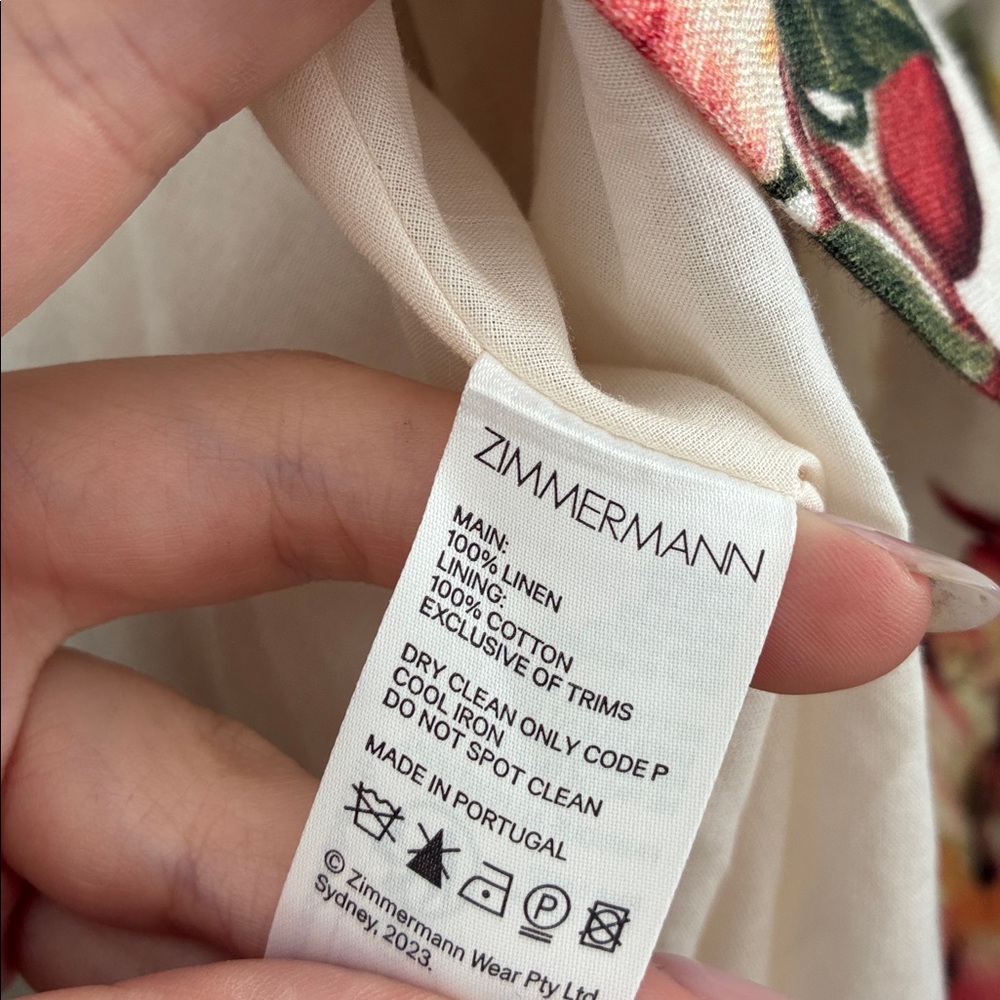 ZIMMERMANN LINEN LEXI FLORAL WRAP DRESS - Picture 9 of 9